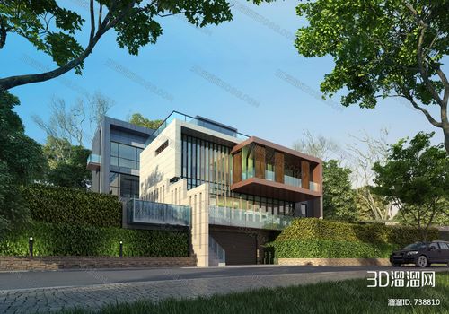 現(xiàn)代建筑獨(dú)棟別墅3d模型id:738810